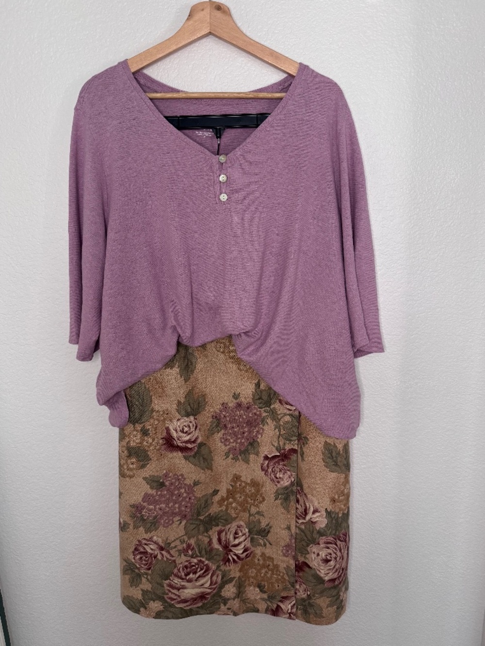VTG Linen Jones NY Sport Floral Button Wrap Midi Skirt 20W Plus